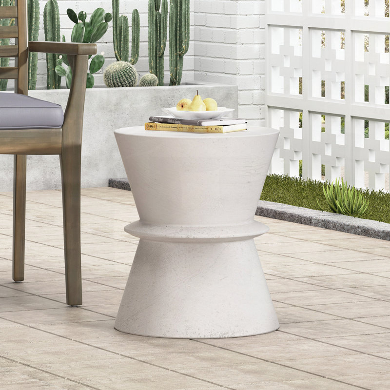 Outdoor Lightweight Concrete Side Table with Sleek Hourglass Design for Modern and Functional Decor