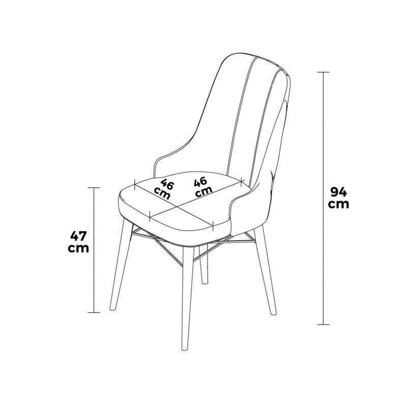 Modern 4-Piece Chair Set, Anthracite & Black | 100% Metal Frame with Wooden Legs | Dimensions: 18.1 x 37.0 x 18.1 inches | Comfortable 18 DNS Foam Back & 22 DNS Foam Seat | Perfect for Dining & Living Spaces