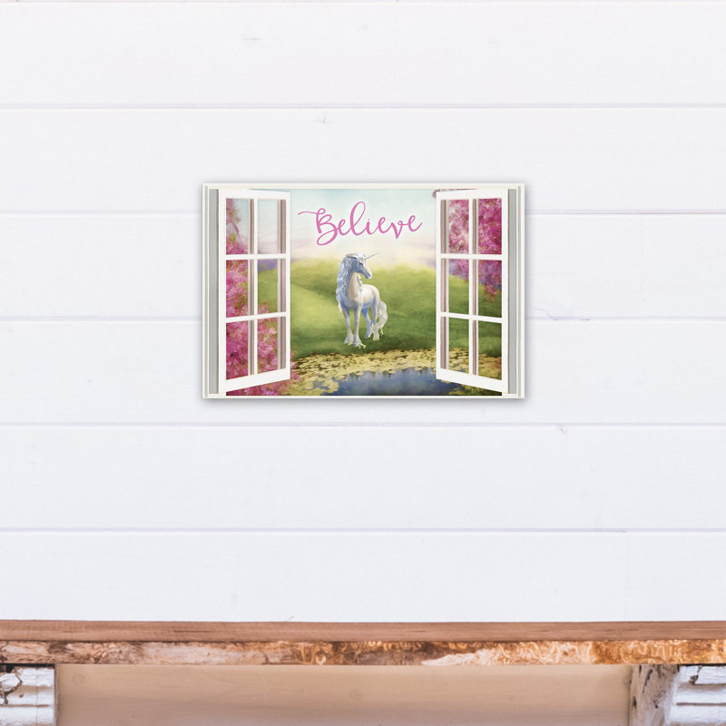 Art sur toile de la fenêtre «Lalieve Believe in Unicorns», H 12 po x l 18 po x P 1,25 po