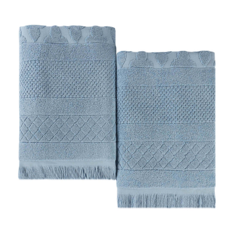 Serviette de bain Rolla, Bleu, Ensemble de serviettes 3 pièces