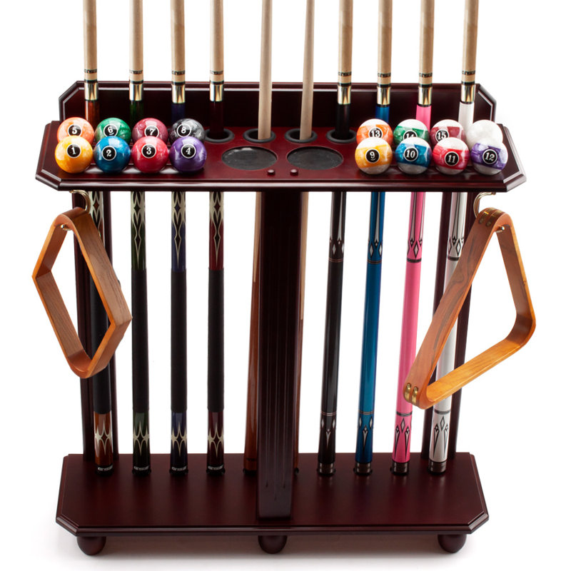Support pour 10 queues de billard, Acajou