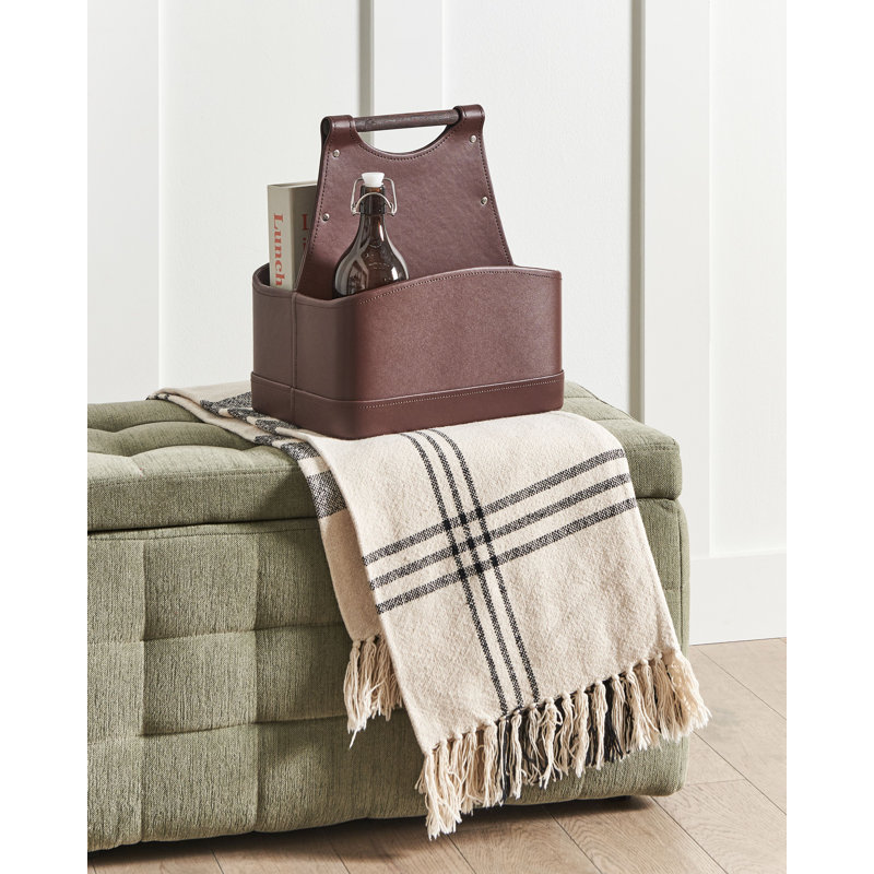 Lark Manor URUK Faux Leather Decorative Basket, Brown