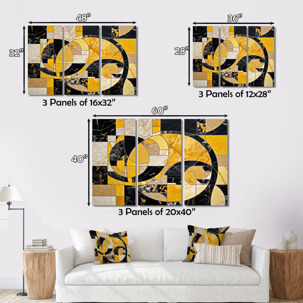 Wrought Studio Gold And Black In Motion III - Abstract Shapes Canvas ...