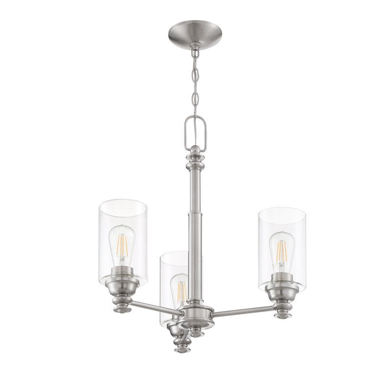 Lustre classique/traditionnel 3 lumières unique Uffington, Nickel poli brossé