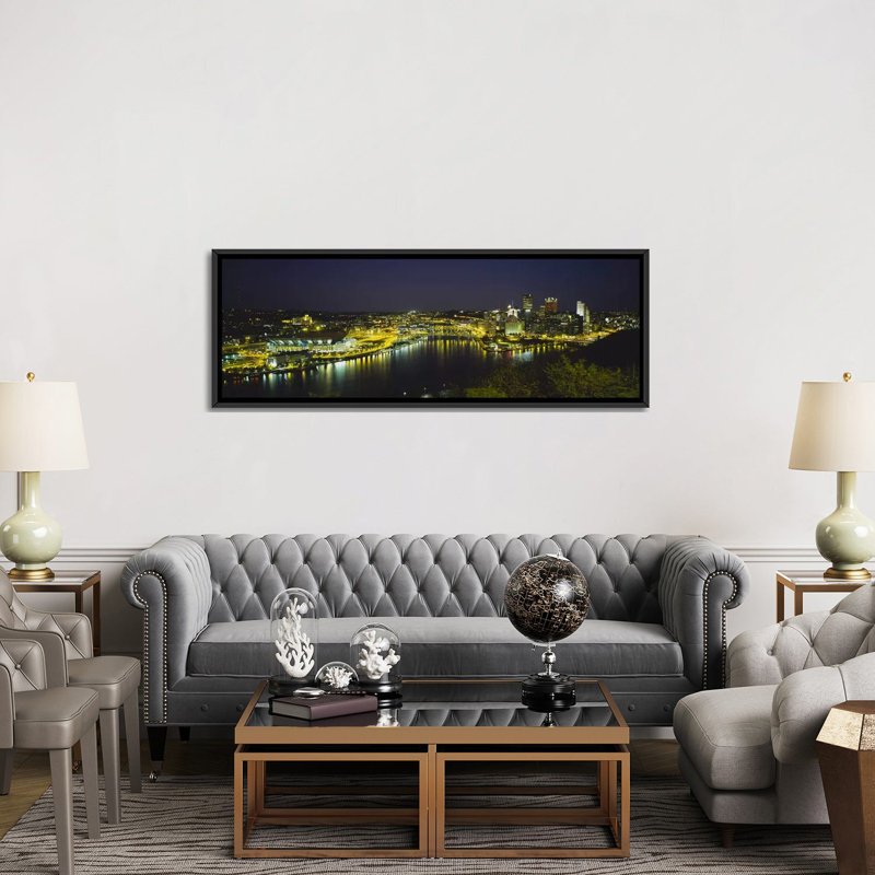 Reproduction d’art sur toile tendue, "panoramic three rivers area, pennsylvania, usa", H 16 po x l 48 po x P 1,5 po