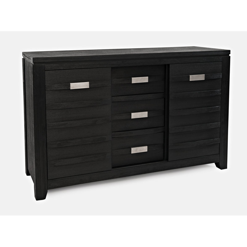 Table de buffet à 3 tiroirs Cathye, Gris anthracite foncé