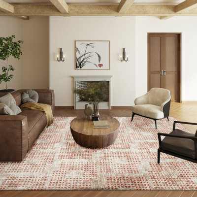 Tapis contemporain ivoire pied-de-poule 3 po x 5 po