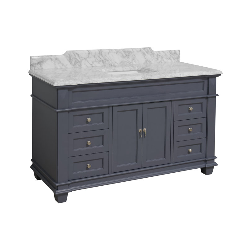 Ensa 60'' Single Bathroom Vanity with Top, Carrara Marble, Marine Gray