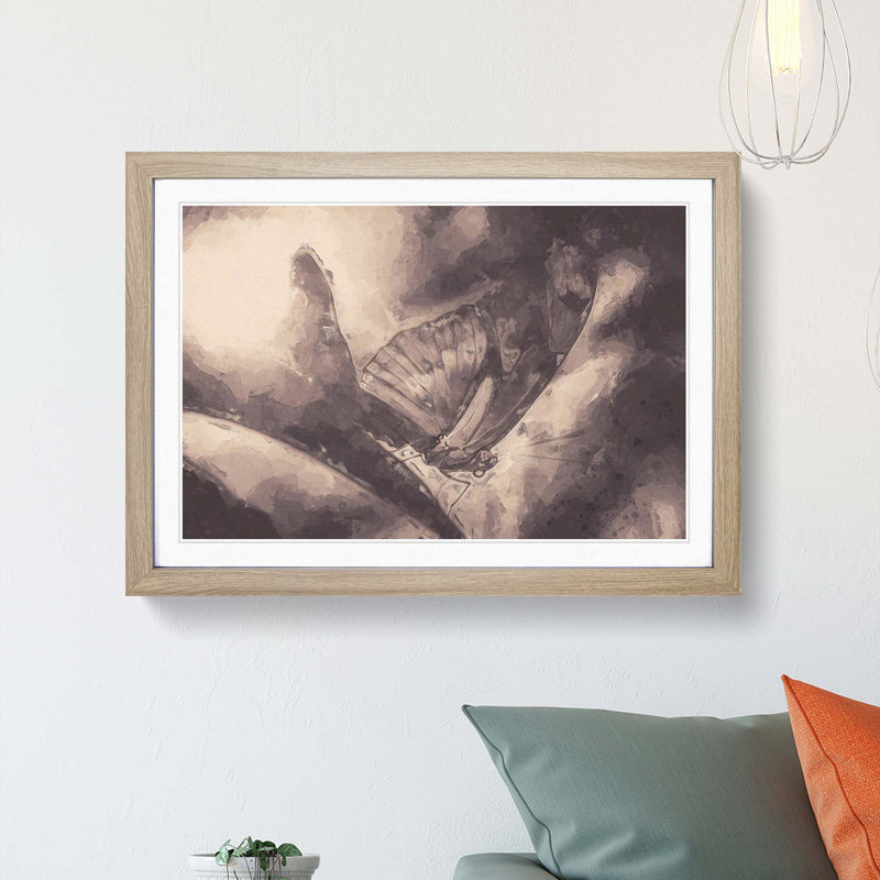 Butterfly Wing in Abstract - Picture Frame Painting Print, Oak Framed, 62cm H x 87cm W x 2cm D