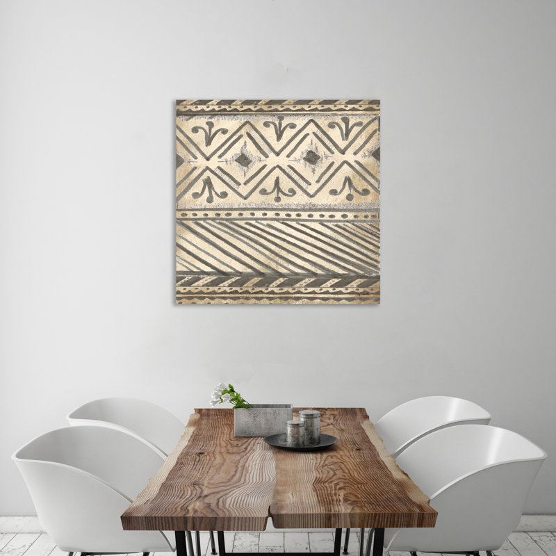 Tissu tribal Boho - reproduction sur toile tendue, H 48 po x l 48 po x P 1,5 po