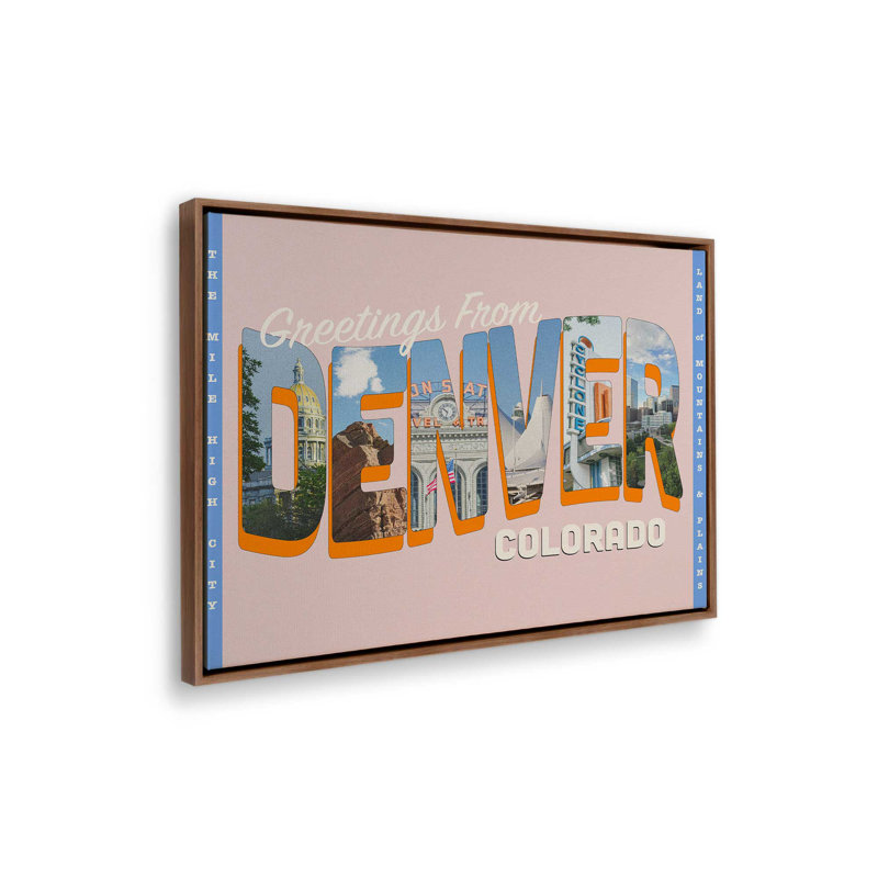 «Greetings From Denver» par Deny Designs, reproduction d'art, 36 x 48, Brun, Toile avec cadre