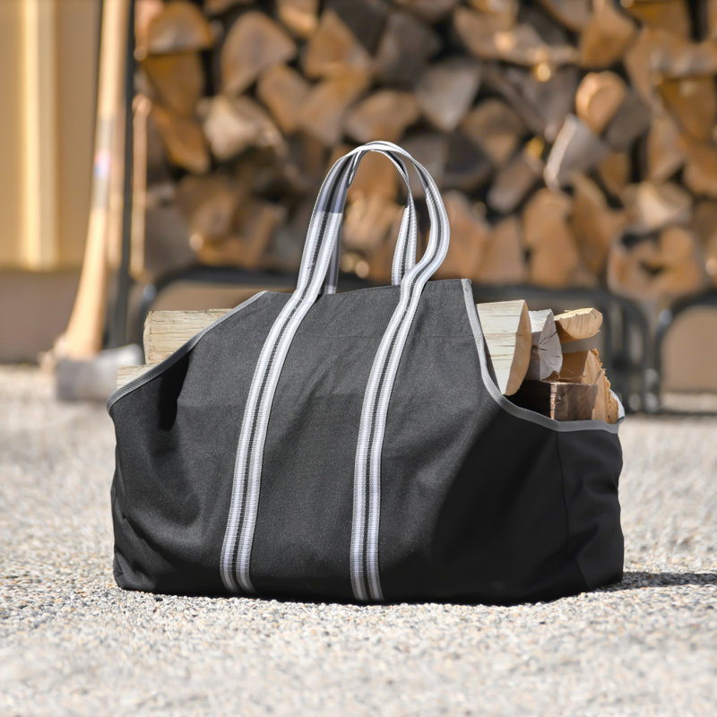 Sac de bois de chauffage très grand très résistant, H 17,5 po x l 9 po x P 28 po, Noir