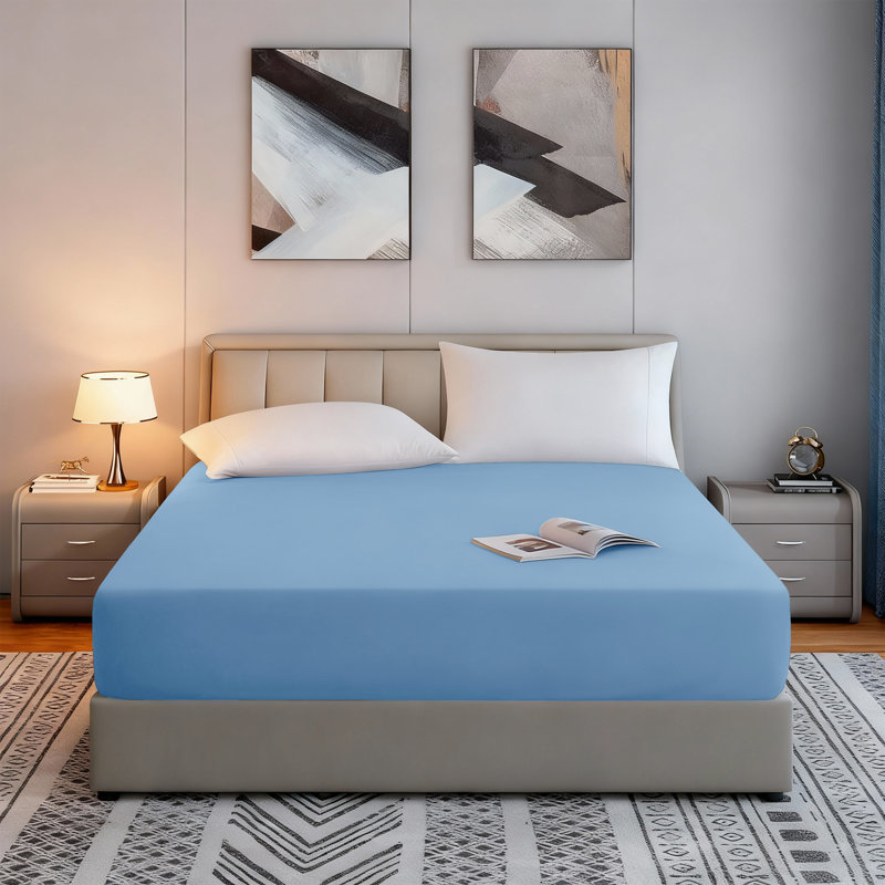 Tanvish Luxury Microfiber Fitted Sheet - 40 cm Deep Pocket, Ultra-Soft - Wrinkle-Free and Easy Care, Kingsize (5'), Blue