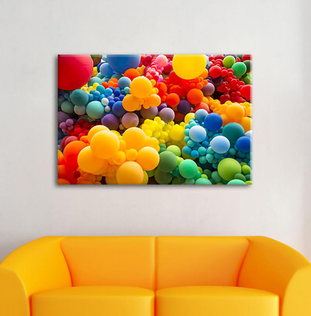 Leinwandbild Hunderte von bunten Luftballons