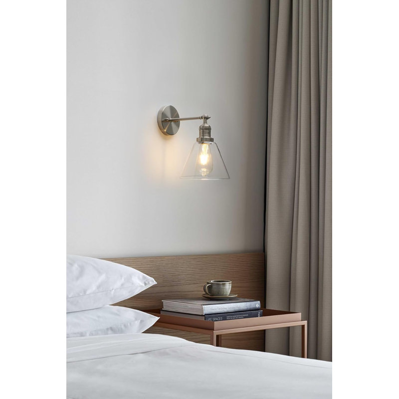 Vintage Industrial Wall Sconce, Retro 1-Light Glass Cone Shade Fixture For Bathroom Kitchen Bedroom Living Room Hallway