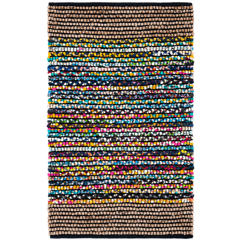 Palembang Hand Woven 0.6 Cotton 0.4 Jute Striped Rug, Rectangle 3' x 5'