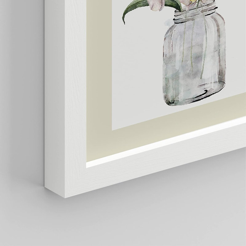 Ensemble de 4 vases pastel aquarelle multicolore à fleurs multicolores, impression encadrée sur papier, 4 pièces, Blanc