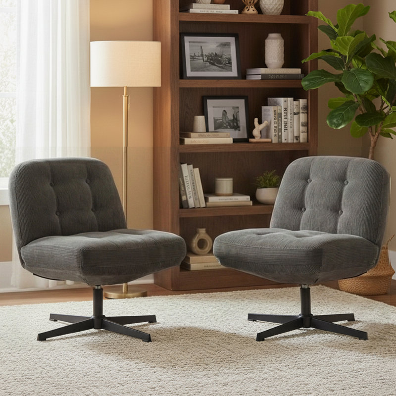 Swivel Office Chair, Wide Cloud-like Seat, 113kg Capacity & Pet-friendly Fabric, Dark Grey