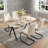 Marble-Look Glass Dining Table with Black Metal Legs-620046258