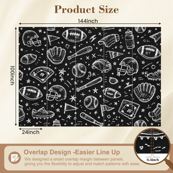Red Barrel Studio Peel and Stick Wallpaper Black White Sports Football ...
