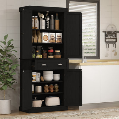 72.5" Kitchen Pantry Cabinet, Storage Cabinet with Doors and Shelves, Food Pantry Cabinet