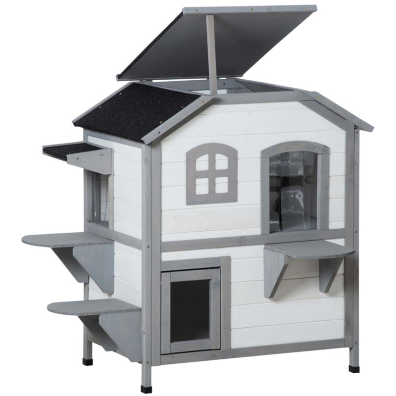 Maison pour chat à 2 étages pour l'extérieur