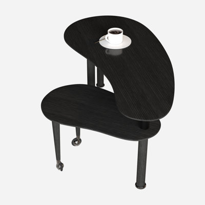 Contemporary Rotatable Cocktail Table With Solid Rubber Wood Legs, 360 Degree Rotating Coffee Table With Wood Grain Veneer Tabletop Black / Walnut / Grey Brown Finish For Living Room, Bedroom