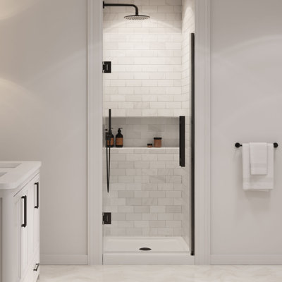 OVE Decors Panama X P 32 po P 74 po Ensemble de porte de douche à charnière pivotante sans cadre avec base H H Alcove, 2025