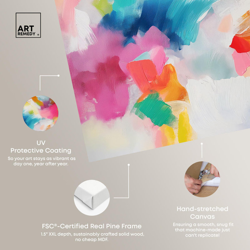 Gossamer Colors Canvas Modern Colorful Print by Art Remedy, 30" H x 30" W x 1.5" D, Wrapped Canvas