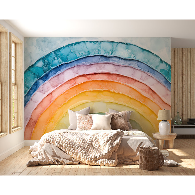 Papier peint texturé Rainbow Waves, L 144 po x l 100 po, Non tissé
