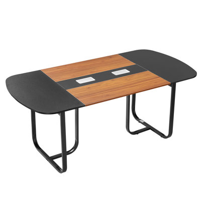 Conference Table, 6 ft Oval Office Meeting Table for 6-8 Person, Modern Seminar Desk with Metal Legs, Large Meeting Desk for Office, Boardroom, Confer