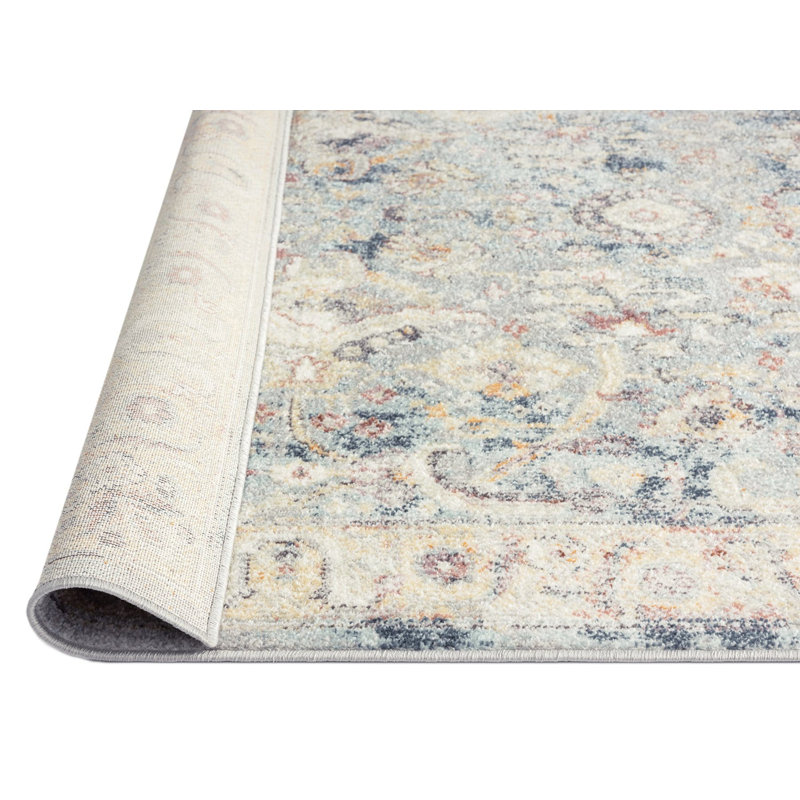 Tapis bleu / mauve en polypropylène tissé à la machine Cadynce, Rectangle 5 pi x 8 pi