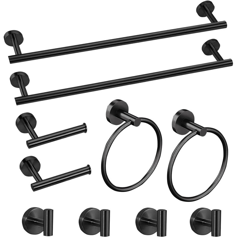 10-Piece Bathroom Accessories Set - 16 Inch Towel Bar, Toilet Paper Holder, Towel Ring & Robe Hook - Premium SUS304 Stainless Steel Construction - Rustproof & Waterproof
