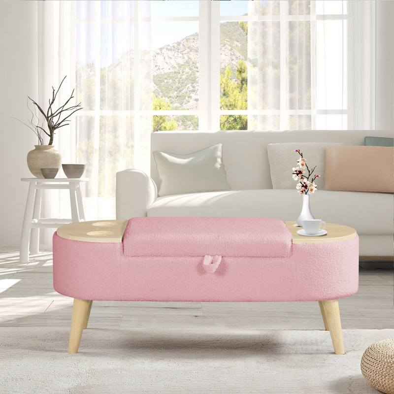 Banc de rangement repose-pieds ovale, Rose