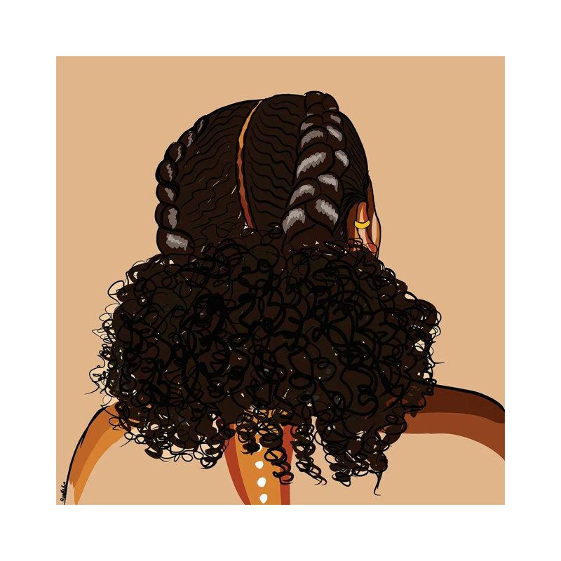 " Black Hair Storey-Low Puff " by NoelleRx, 12" H x 12" W x 0.75" D
