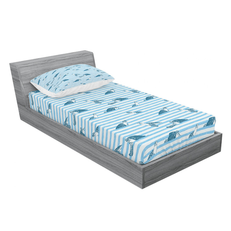 Microfiber Striped Sheet Set, Twin XL Sheet Set with Fitted Sheet