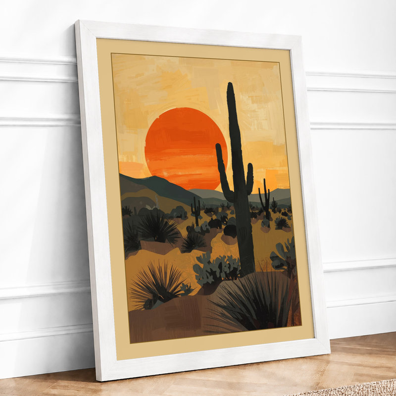 Desert at Dusk Modern - Framed Print, A4 - 29.7 x 21.0 cm, White