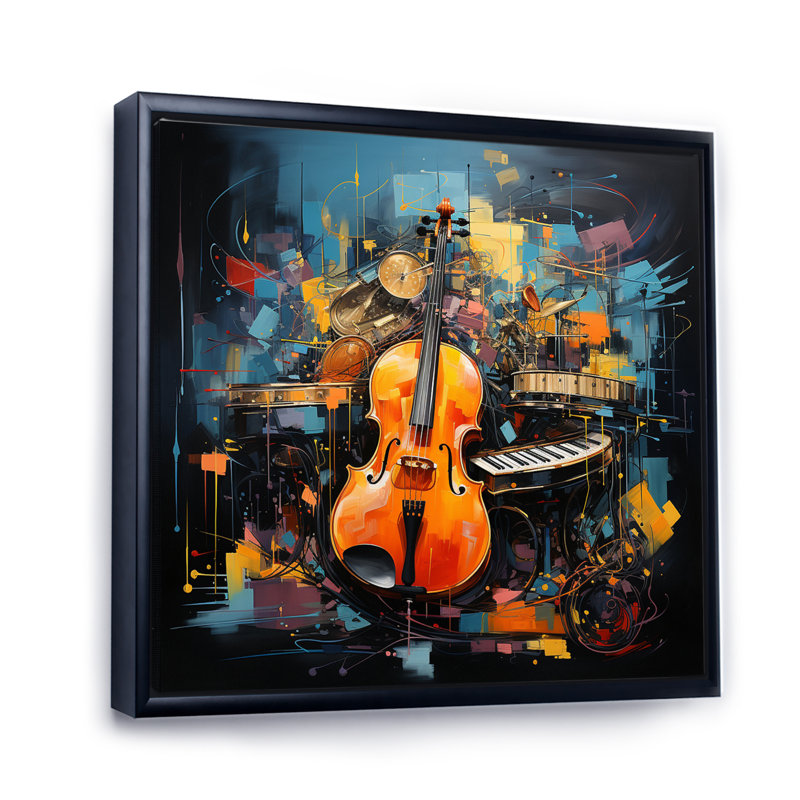 «Music Expressive Crescendo Bold», art mural sur toile, H 24 po x l 24 po x P 1 po, Cadre flottant noir