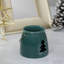 Porte-bougie de Noël 3 po vert foncé avec découpe d'arbre