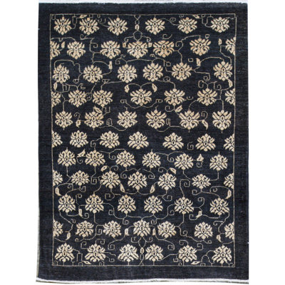 Hand-Knotted High-Quality Black Area Rug