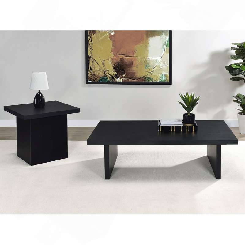 Ensemble de tables basses et de tables de bout noires 2 pièces