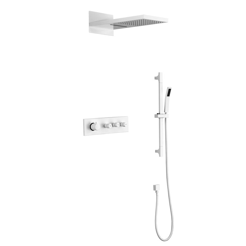 Système de douche en cascade mural avec douche à main, barre coulissante