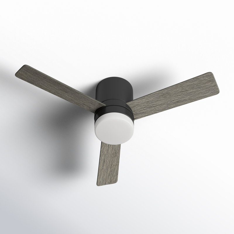 Kris 3 Blade Ceiling Fan with LED Light Kit, Light Gray/Weathered Oak, Aged Pewter, 44"