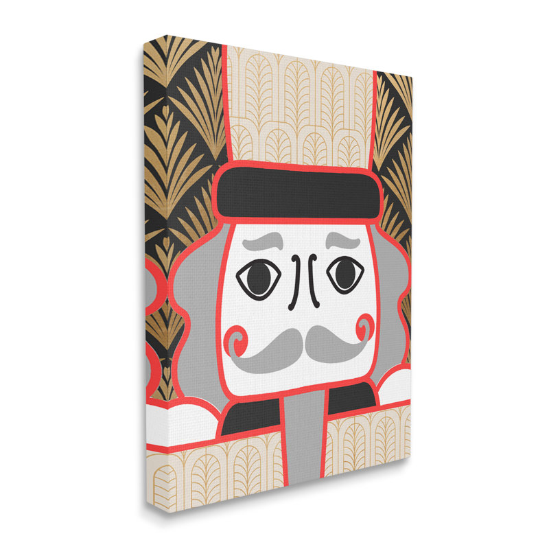 Hiver, casse-noisette, soldat, motif industriel géométrique, XXL, giclée encadrée, art texturé par Daphne Polselli