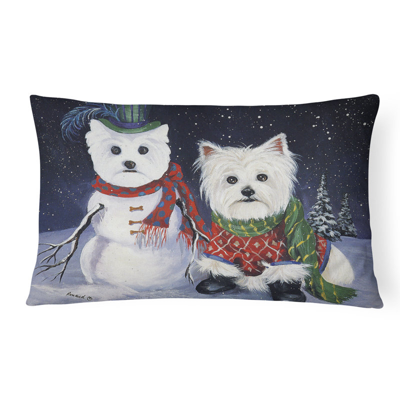  Housse et insert de coussin d'extérieur pour l'extérieur, Autoportrait Westie - Noël