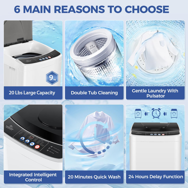 Himimi Delia 2.8 Cubic Feet cu. ft. High Efficiency Portable Washer, White