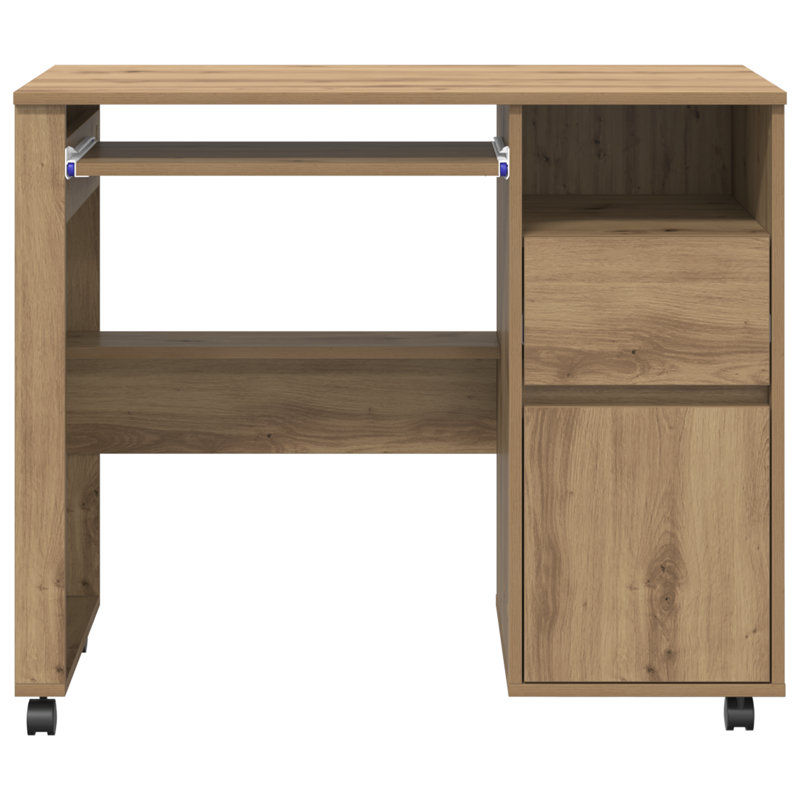 Computer Desk Engineered Wood Compact Drawers, Artisan Oak