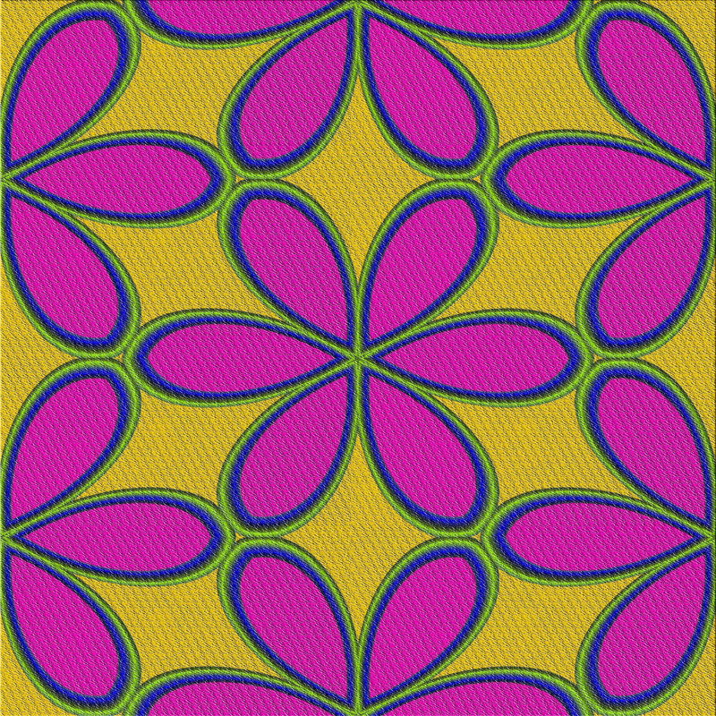 Tapis rose/jaune tissé à la machine, Carré 8 pi
