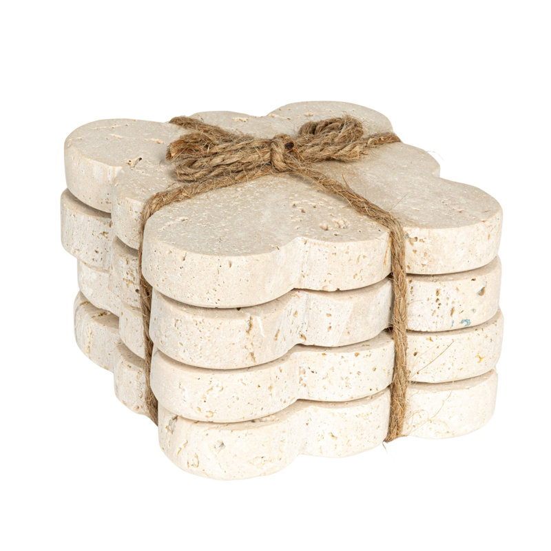 Tuscan Elegance Travertine Coaster Set