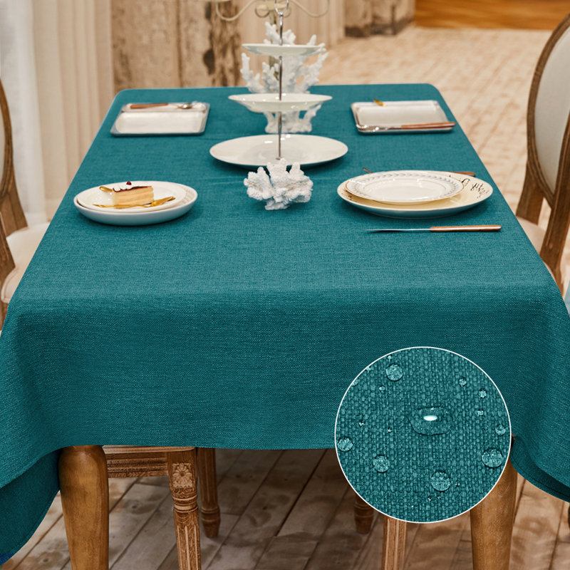  Absher Thanksgiving Stain Resistant Tablecloth, 70" L x 55" W, Teal